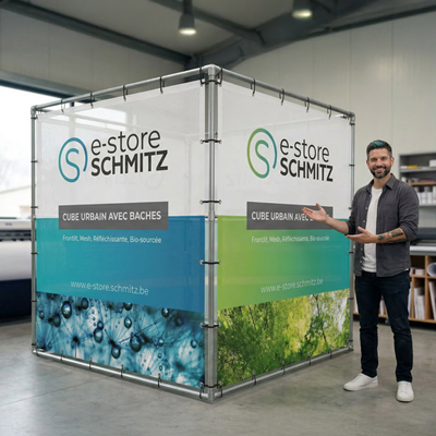 Cube publicitaire pour bâche