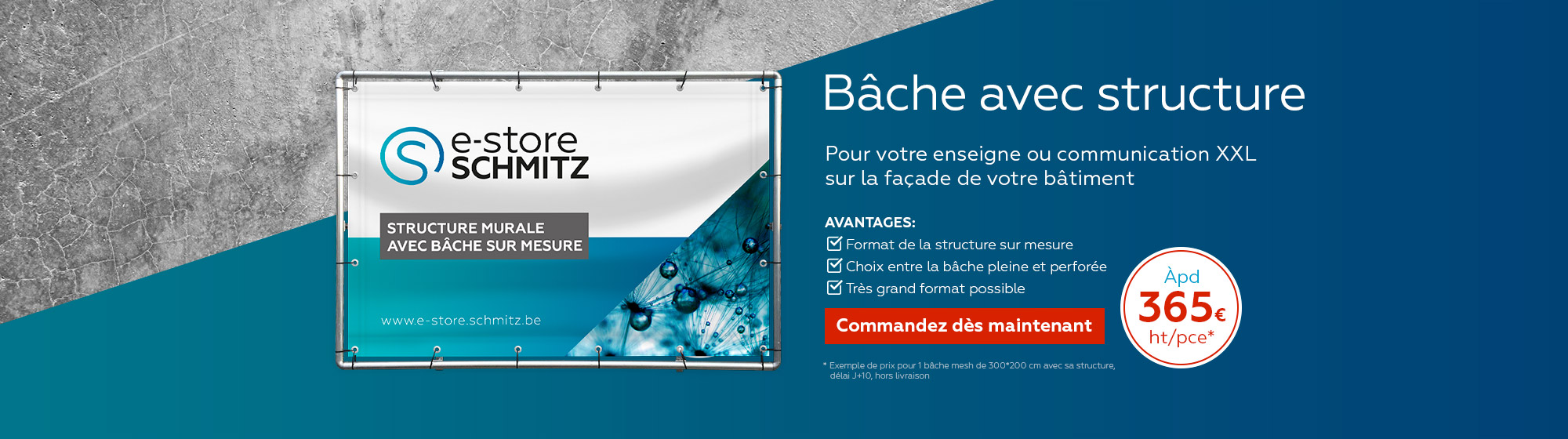 Bâche imprimée avec structure murale tubulaire