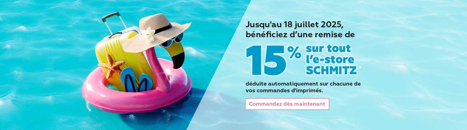Jusqu'au 18/07/2025, bénéficiez d'une remise de 15%* sur tout l'e-store SCHMITZ